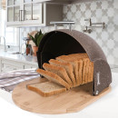 Хлібниця Maestro-BROWN (37.5x27.5х21см) з бамбука з відкидною пластиковою кришкою