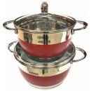  Набір посуду Benson нержавіюча сталь 12 предметів з кришками | Каструлі, сковорода, сотейник