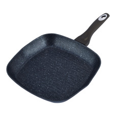 Сковорода-гриль Kamille 28см з алюмінію з антипригарним покриттям Black marble з кришкою для індукції
