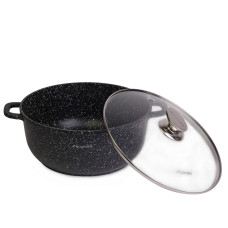  Кастрюля Kamille 28*12,5 cm з литого алюмінію з антипригарним покриттям і скляною кришкою для індукції