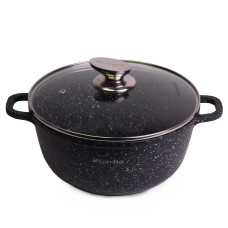  Кастрюля Kamille 24*11,5 см з литого алюмінію з антипригарним покриттям і скляною кришкою для індукції