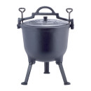  Котел чугунний 15л з кришкою Kamille KM 4808V на ніжках для приготування їжі на вогні та плиті