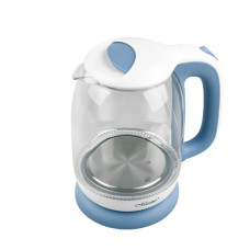  Електрочайник Maestro скляний (білий із блакитним) | Чайник електричний 1.7 л